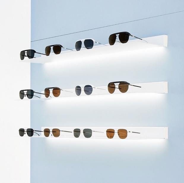 Mykita glasses and sunglasses in the cabinet at Eyeballs Eyewear, Paddington Sydney